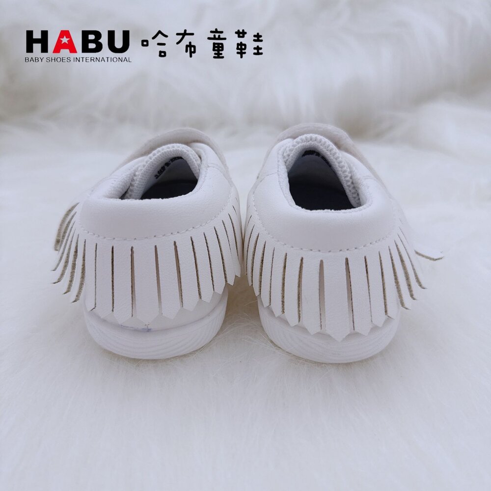 HABU哈布童鞋 白色流蘇輕量 化柔軟寶寶學步鞋 嬰幼童 1085-WH-圖片-4