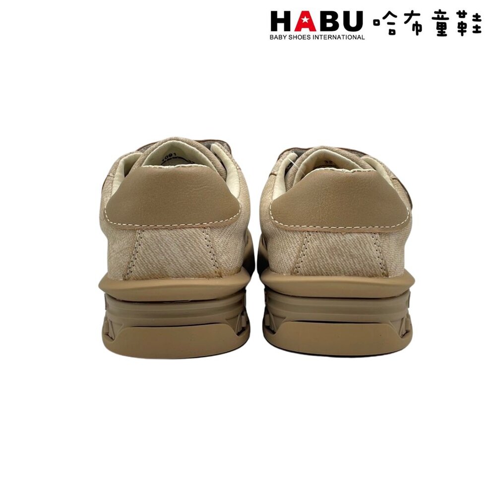 HABU哈布童鞋 免綁鞋帶 黏扣帶 休閒板鞋 (咖) 1091-CF-圖片-2