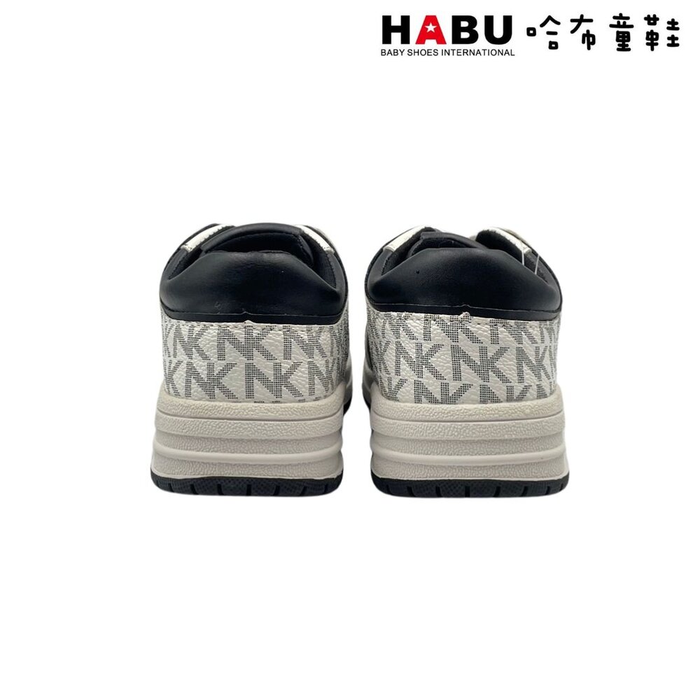 HABU哈布童鞋 皮革滿版LOGO平底板鞋(黑) 1092-BK-圖片-2