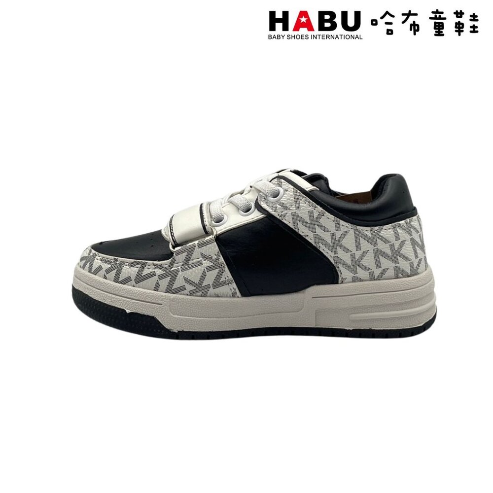 HABU哈布童鞋 皮革滿版LOGO平底板鞋(黑) 1092-BK-圖片-3