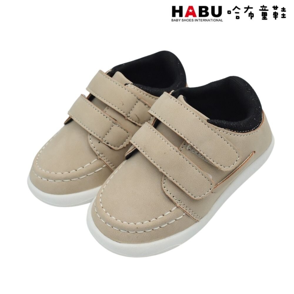 1100-BE-HABU 哈布童鞋 帥氣穿搭 雙魔鬼氈 小童 休閒鞋 百搭板鞋 杏 1100-BE
