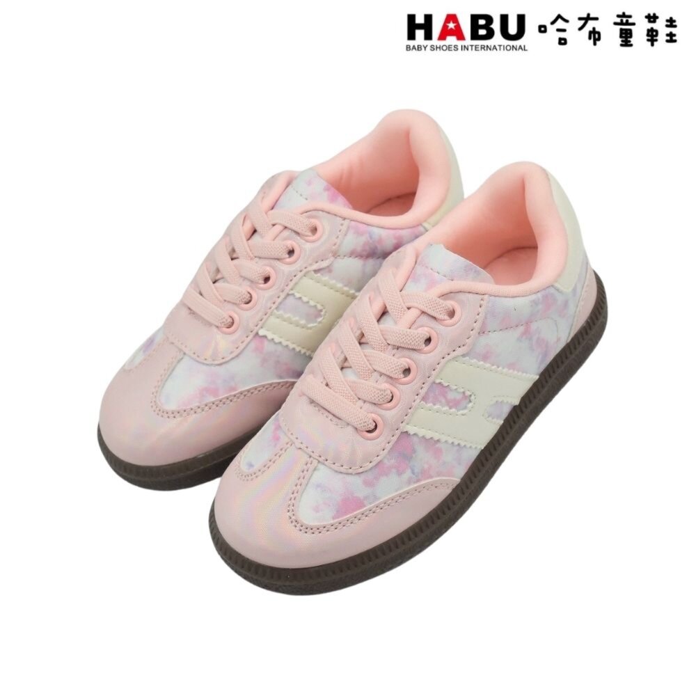 1104-PI-HABU 哈布童鞋 復古板鞋 德訓鞋 GAT 免綁鞋帶 T字鞋頭 復古運動鞋 百搭休閒鞋 粉 1104-PI