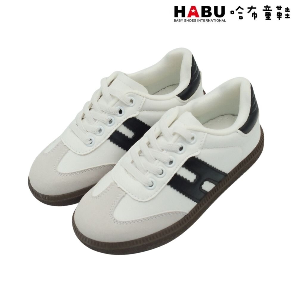 1104-WH-HABU 哈布童鞋 復古板鞋 德訓鞋 GAT 免綁鞋帶 T字鞋頭 復古運動鞋 百搭休閒鞋 白 1104-WH