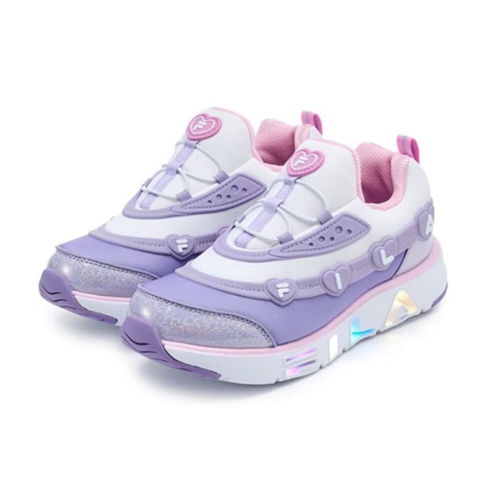 2-C654Z-500-FILA KIDS 斐樂 愛心閃耀 運動鞋 慢跑鞋 懶人鞋 無鞋帶 可開關 燈鞋 中童 2-C654Z-500