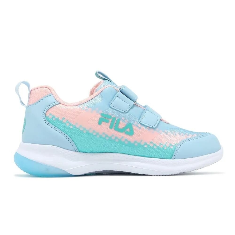 FILA KIDS 斐樂 運動鞋 慢跑鞋 魔鬼氈 輕量 燈鞋 中童 藍 粉 2-J429Z-353-圖片-1
