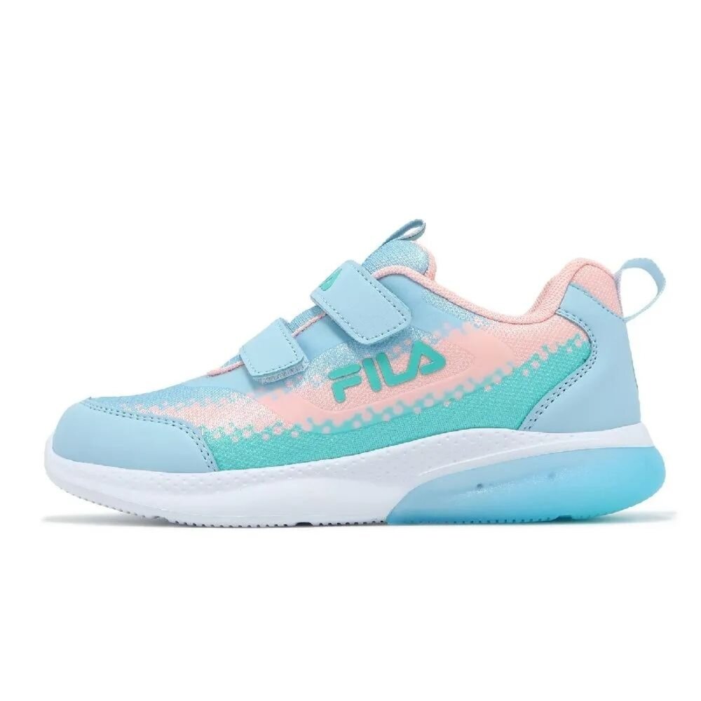 FILA KIDS 斐樂 運動鞋 慢跑鞋 魔鬼氈 輕量 燈鞋 中童 藍 粉 2-J429Z-353-圖片-2