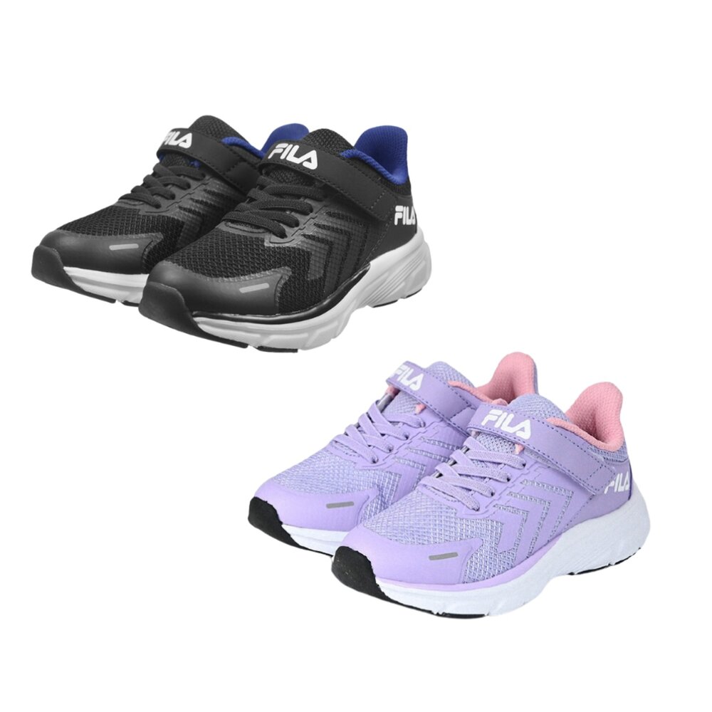 2-J437Y-001-FILA KIDS 童鞋 中童 運動鞋 休閒鞋 透氣 輕量 黑 紫 2-J437Y-991 2-J437Y-001