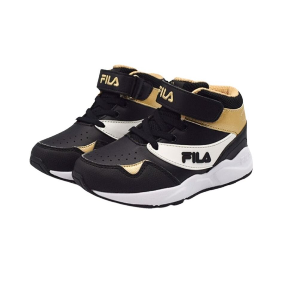 2-J442Z-080-FILA KIDS 斐樂 矯正鞋 慢跑鞋 運動鞋 中大童 支撐 抗菌防臭 黑 金 2-J442Z-080