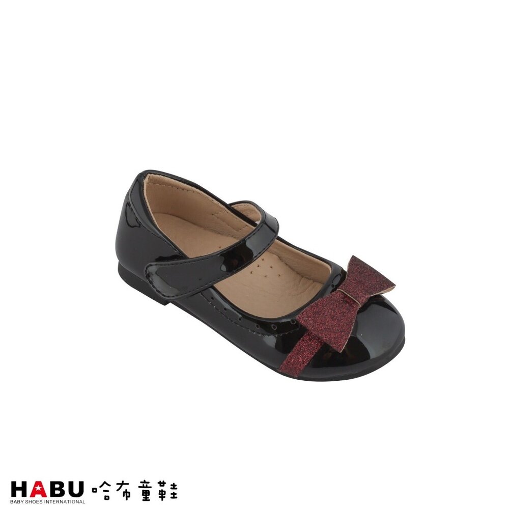 2107-BK-HABU哈布童鞋 亮片蝴蝶結 漆皮公主鞋 娃娃鞋 2107-BK