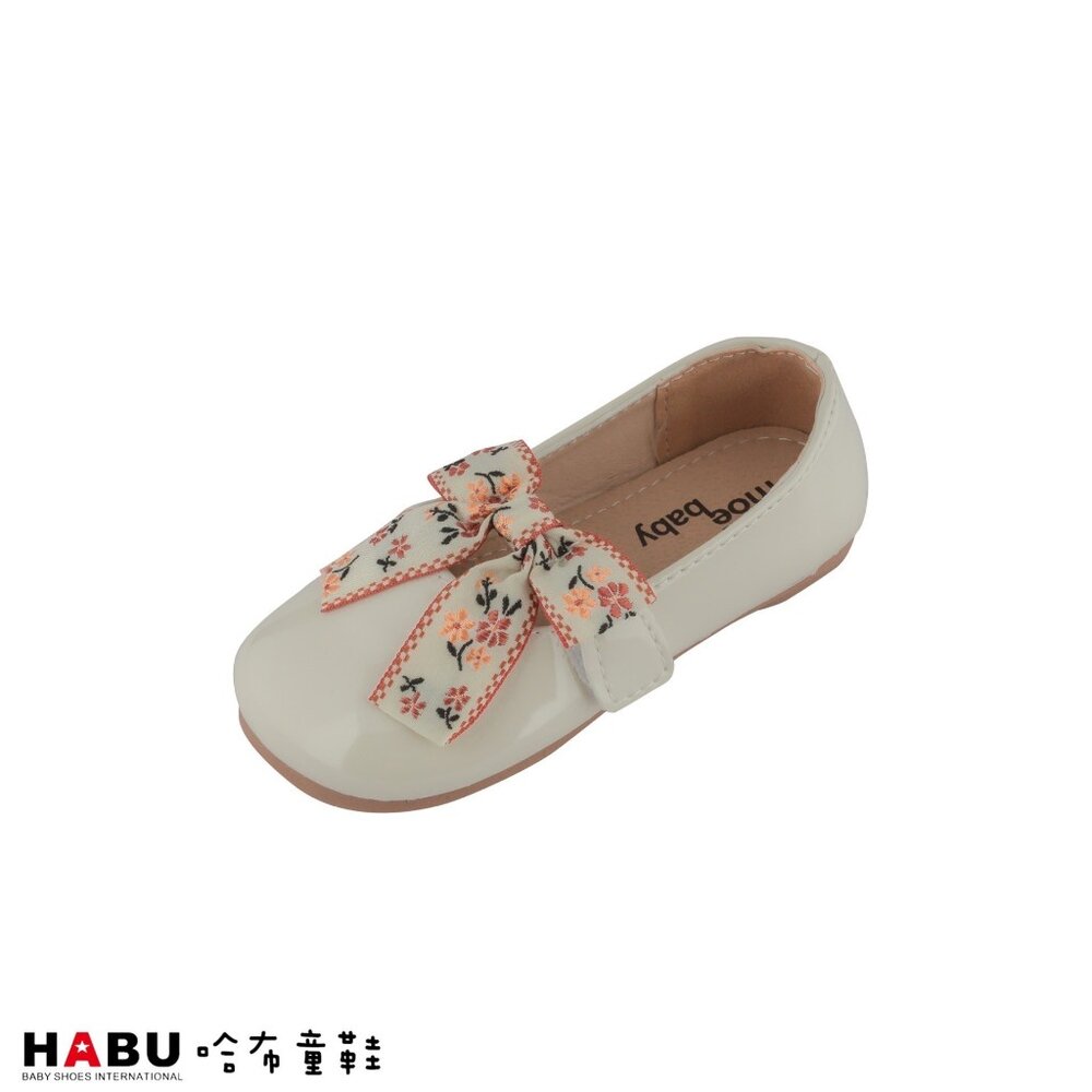 2115-WH-HABU哈布童鞋 森林系 蝴蝶結刺繡 公主鞋 包鞋 皮鞋  2115-WH