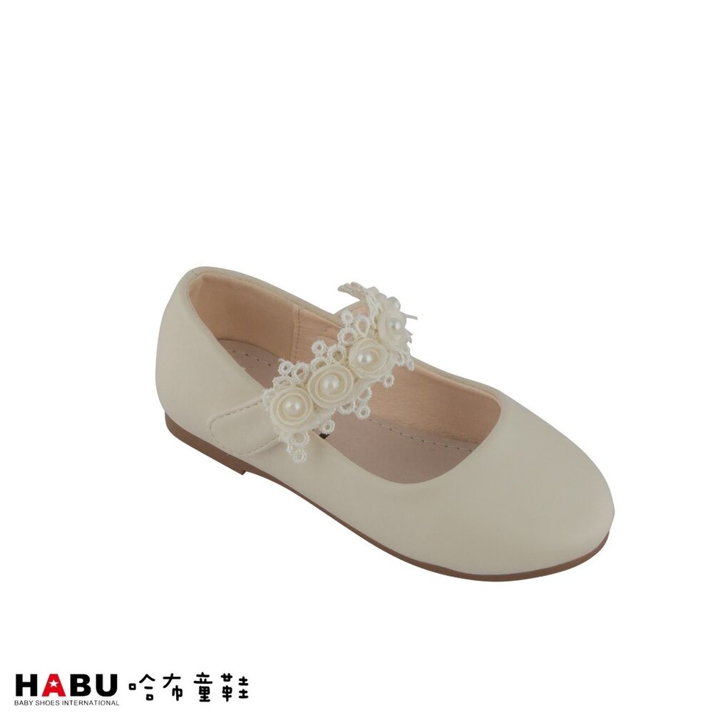 2118-WH-HABU哈布童鞋 蕾絲緹花繫帶 公主鞋 白色 娃娃鞋 2118-WH