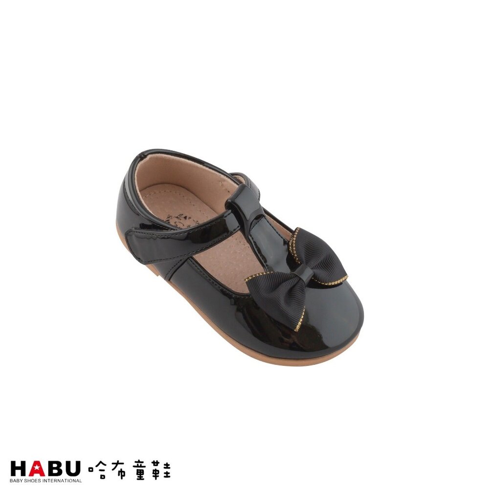 2128-BK-HABU哈布童鞋 緞帶蝴蝶結 黑色 樂福鞋 公主鞋 2128-BK