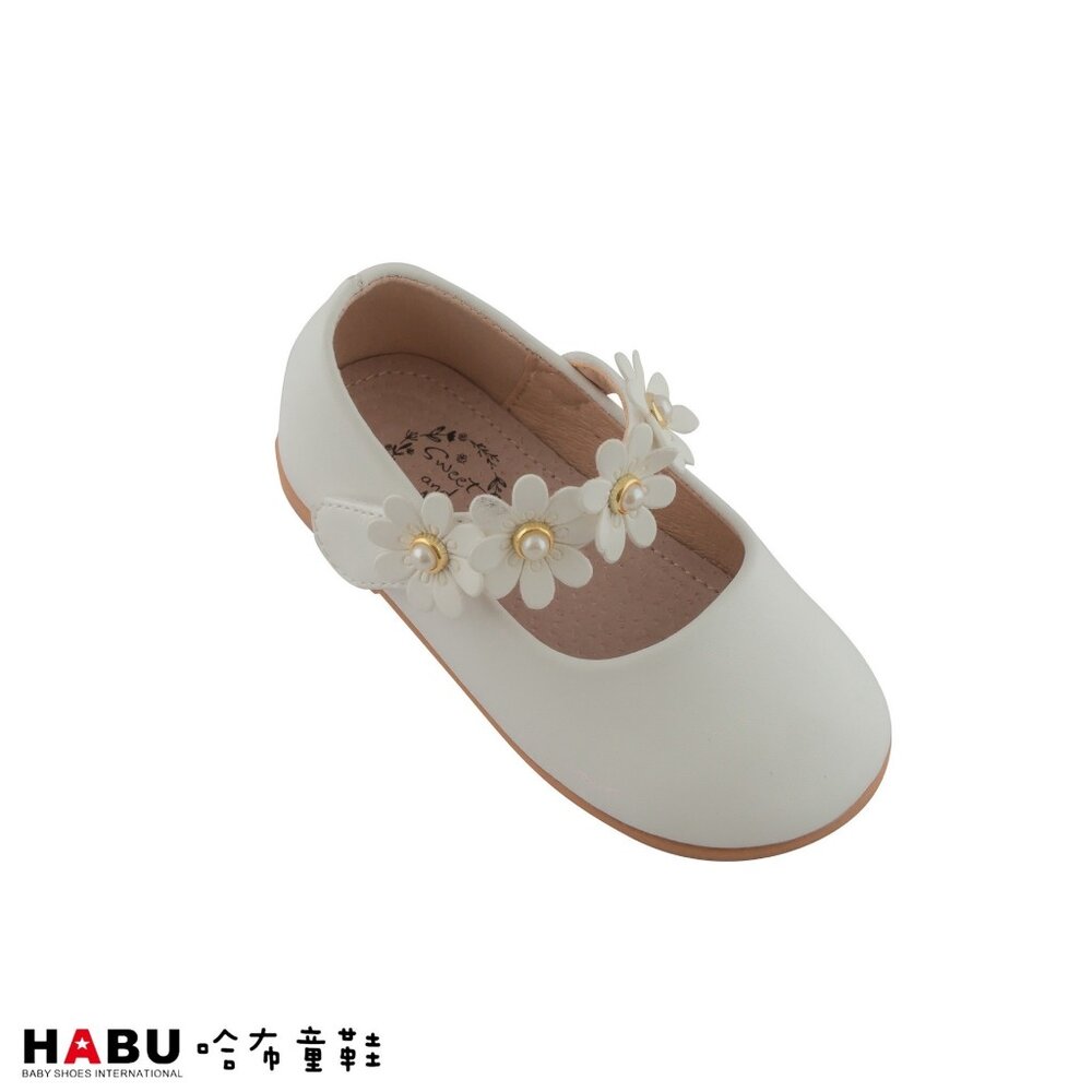 2130-WH-HABU哈布童鞋 珍珠小花 公主鞋 娃娃鞋 畢業季 2130-WH