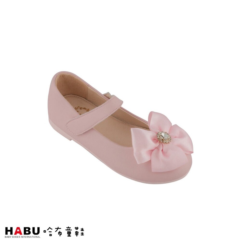 2134-PI-HABU哈布童鞋 緞面花朵 公主鞋 包鞋 公主鞋 2134-PI