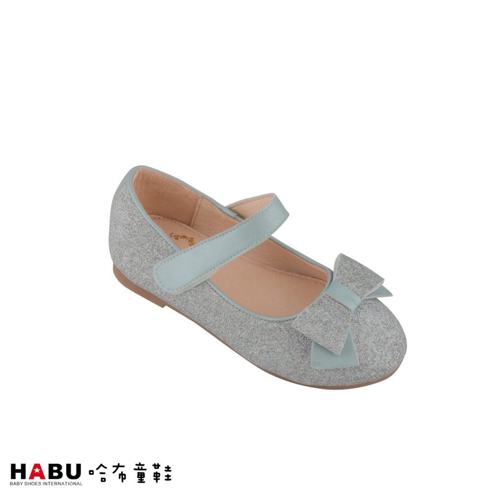2137-BL-HABU哈布童鞋 高質感 BLING蝴蝶結 藍色 公主鞋 2137-BL