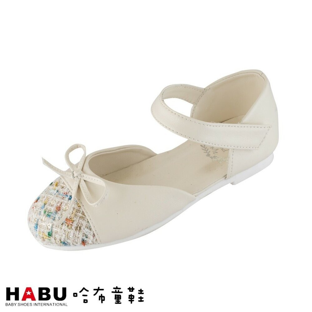 2152-WH-HABU哈布童鞋 芭比風格 娃娃鞋 毛呢 公主鞋 純淨 白色 2152-WH