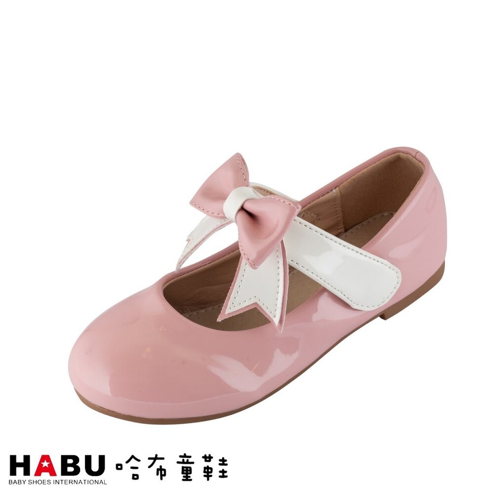 2161-PI-HABU哈布童鞋 柔軟漆皮 芭比風蝴蝶結 娃娃鞋 公主鞋 粉紅 2161-PI