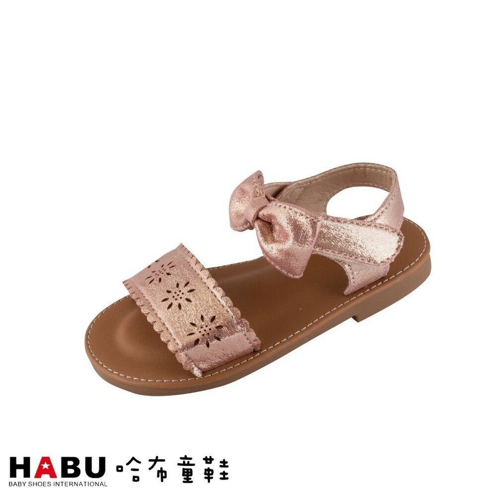 2164-FJ-HABU哈布童鞋 簍空雕花 魔鬼氈繫帶 涼鞋 娃娃鞋 公主鞋 2164-FJ