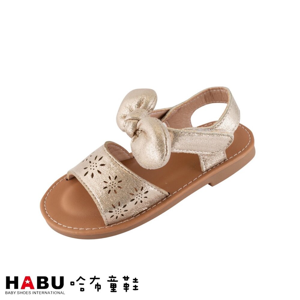2164-GD-HABU哈布童鞋 簍空雕花 魔鬼氈 夏日 繫帶涼鞋 娃娃鞋 公主鞋 2164-GD
