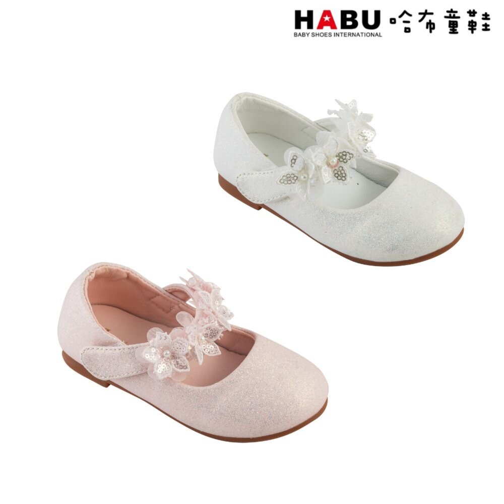 2215-HABU哈布童鞋 小花朵 繫帶 甜美 娃娃鞋 2215-PI 2215-WH 粉色 白色