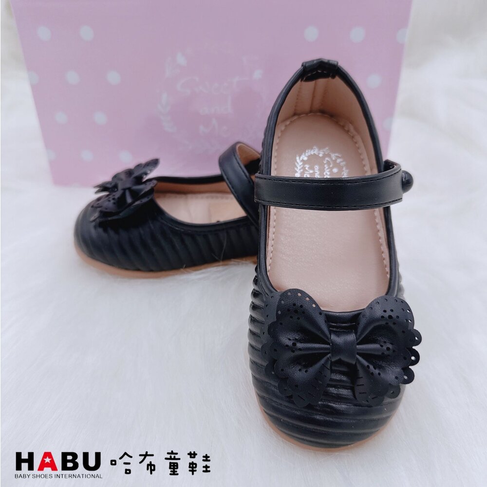 HABU哈布童鞋 雕花蝴蝶 質感設計 娃娃鞋 小童 童鞋 2230-WH 2230-BK-圖片-3