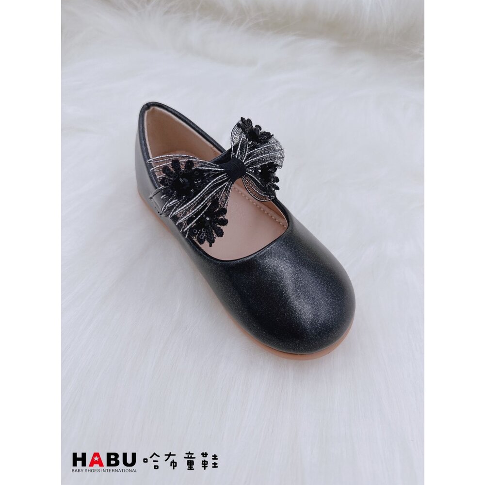 HABU哈布童鞋 花朵綻放蝴蝶結 娃娃鞋 極光黑色 公主鞋 2232-BK-圖片-2