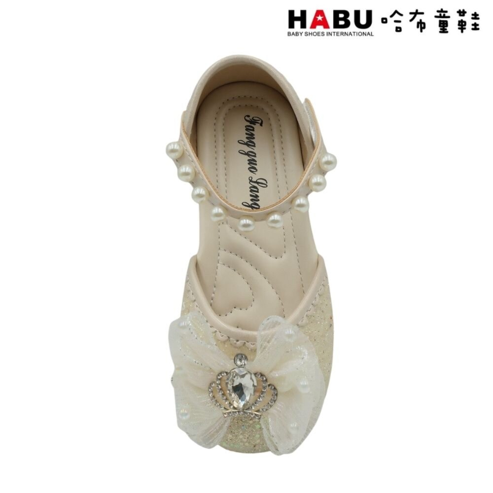 HABU哈布童鞋 閃閃亮片 蝴蝶結 公主鞋 珍珠鑽石 娃娃鞋 包鞋 涼鞋 金 2250-GD-圖片-3