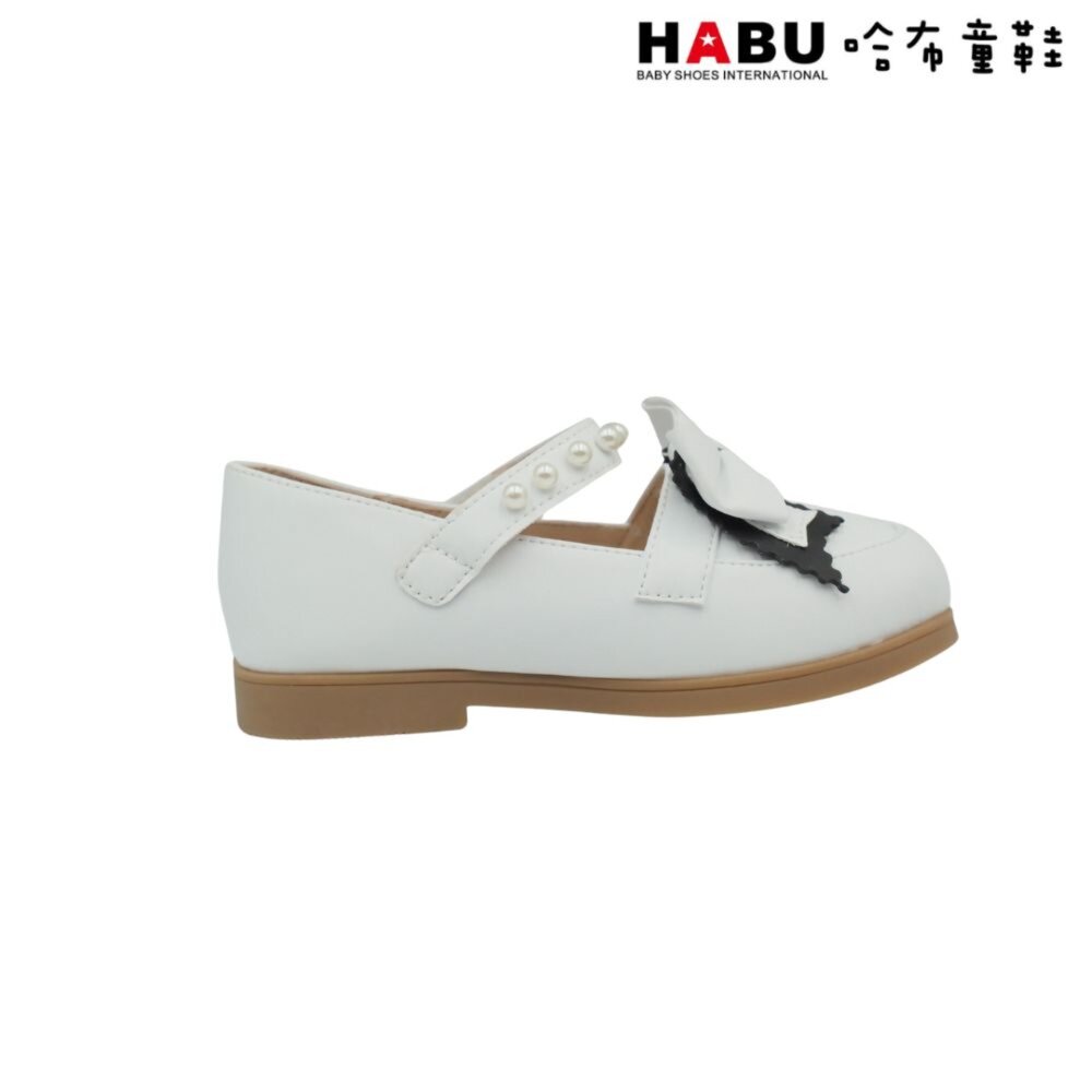 HABU哈布童鞋 珍珠 蝴蝶結 公主鞋 娃娃鞋 涼鞋 皮鞋 白 2251-WH-圖片-5