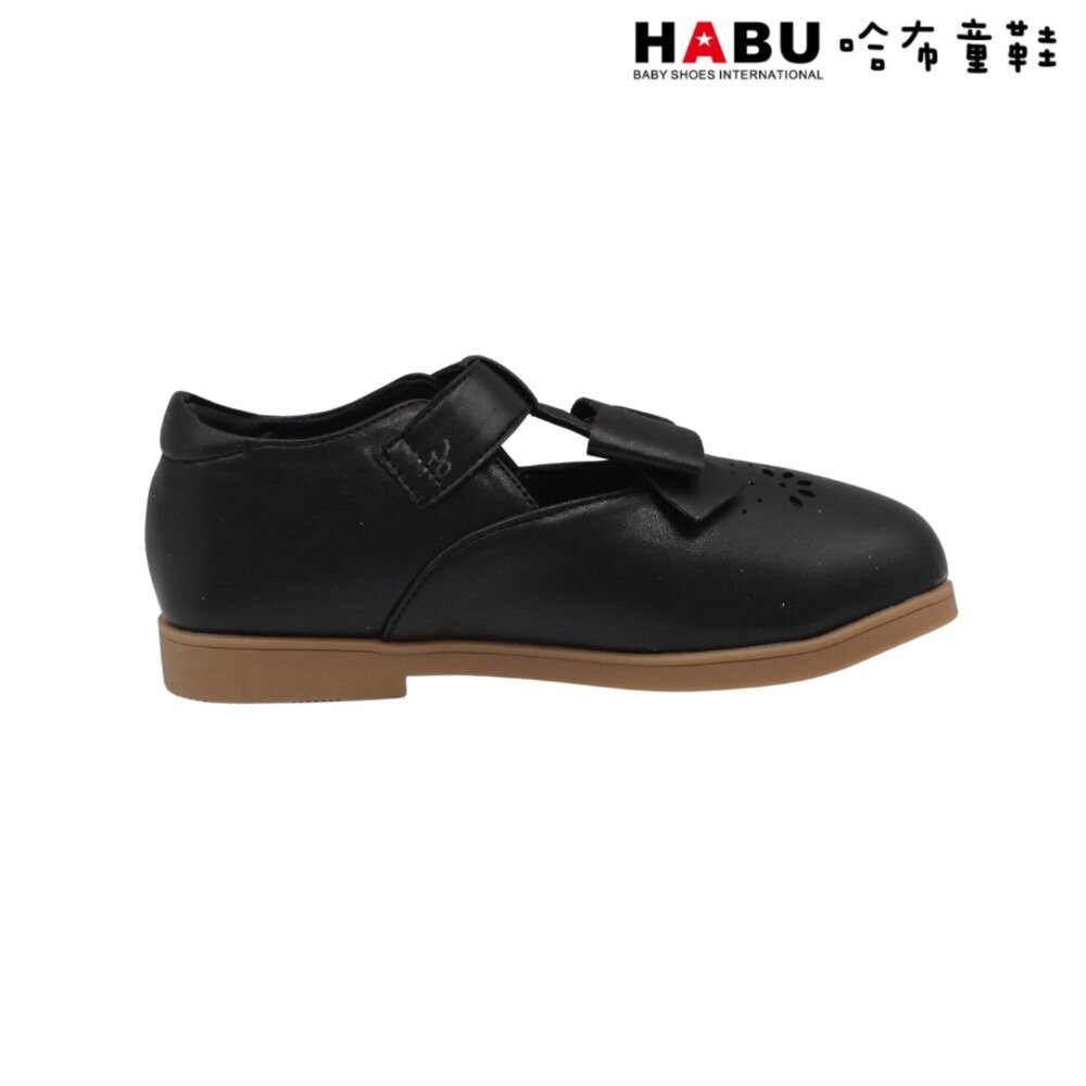 HABU哈布童鞋 優雅素面 蝴蝶結 公主鞋 娃娃鞋 涼鞋 皮鞋 黑 2253-BK-圖片-2