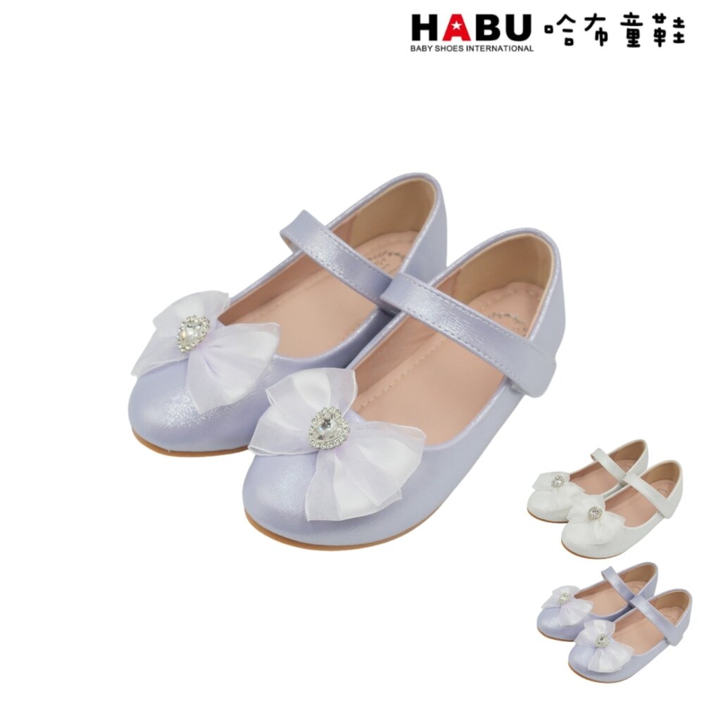 2258-PR-HABU哈布童鞋 鑽石 蝴蝶結 公主鞋 珠光 娃娃鞋 涼鞋  2258-PR