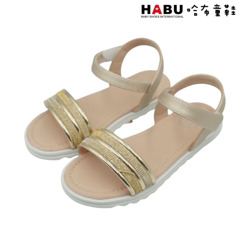 2270-GD-HABU哈布童鞋 素雅 夏日涼鞋 金蔥閃閃 平底鞋 2270-GD