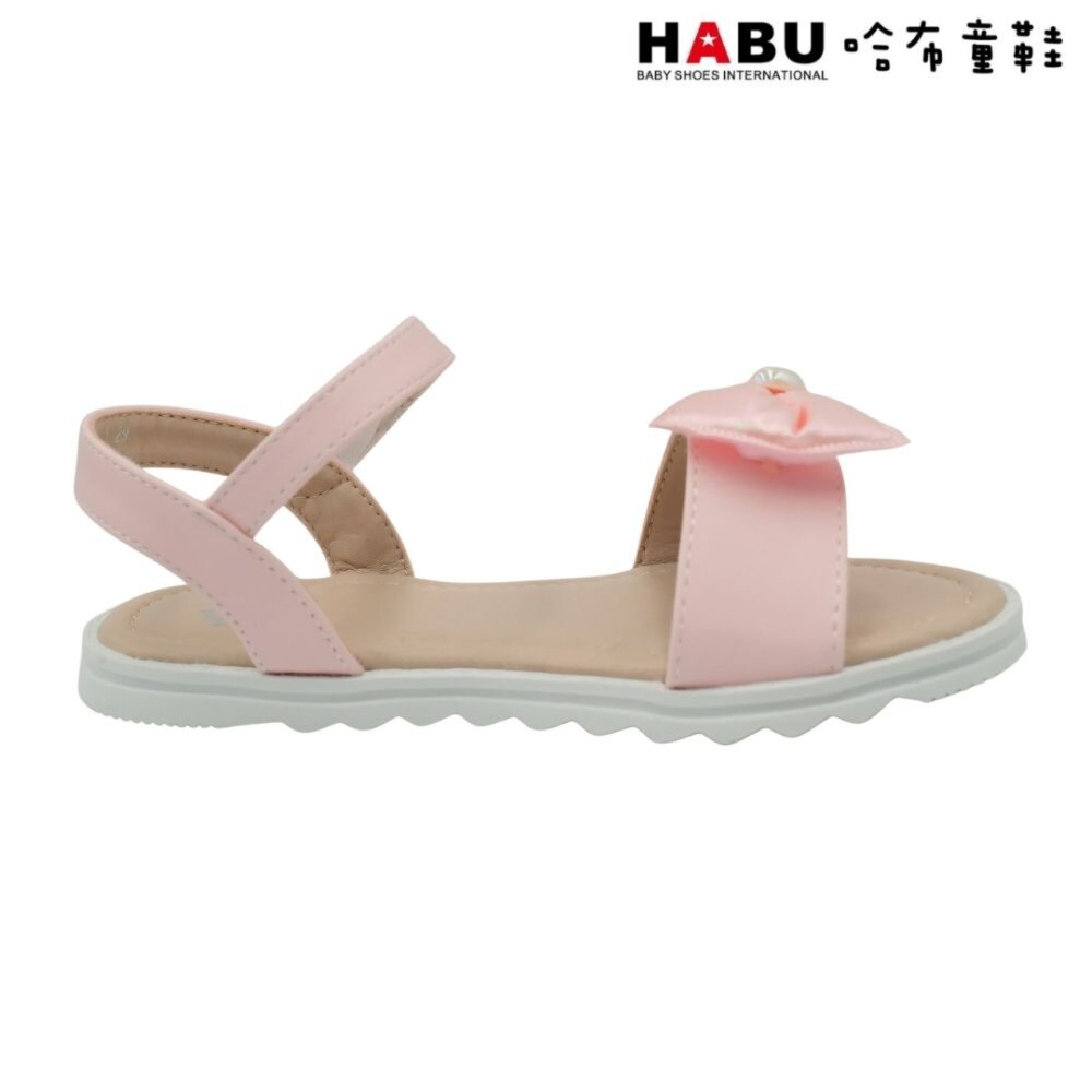 HABU哈布童鞋 素雅 夏日涼鞋 寶石蝴蝶結 平底鞋 粉 2274-PI-圖片-1