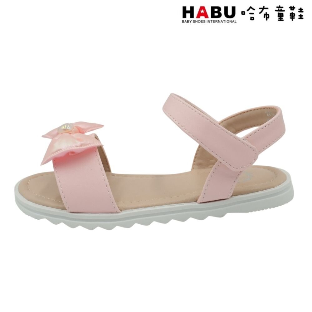 HABU哈布童鞋 素雅 夏日涼鞋 寶石蝴蝶結 平底鞋 粉 2274-PI-圖片-2