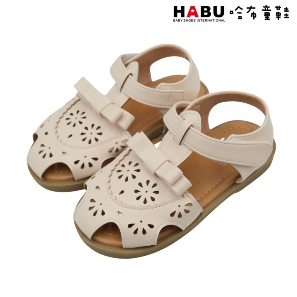 2277-BE-HABU哈布童鞋 簍空雕花 夏日涼鞋 蝴蝶結  2277-BE