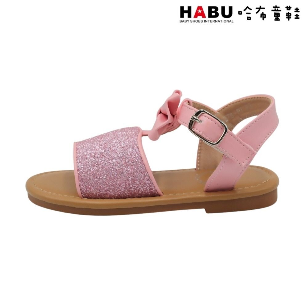 HABU哈布童鞋 夏日涼鞋 蝴蝶結 金蔥閃閃 粉 2278-PI-圖片-2