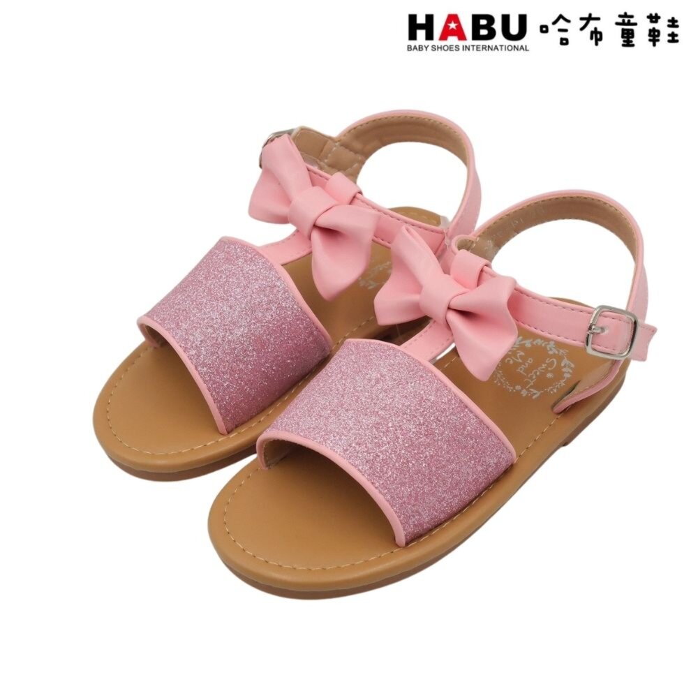 2278-PI-HABU哈布童鞋 夏日涼鞋 蝴蝶結 金蔥閃閃 粉 2278-PI