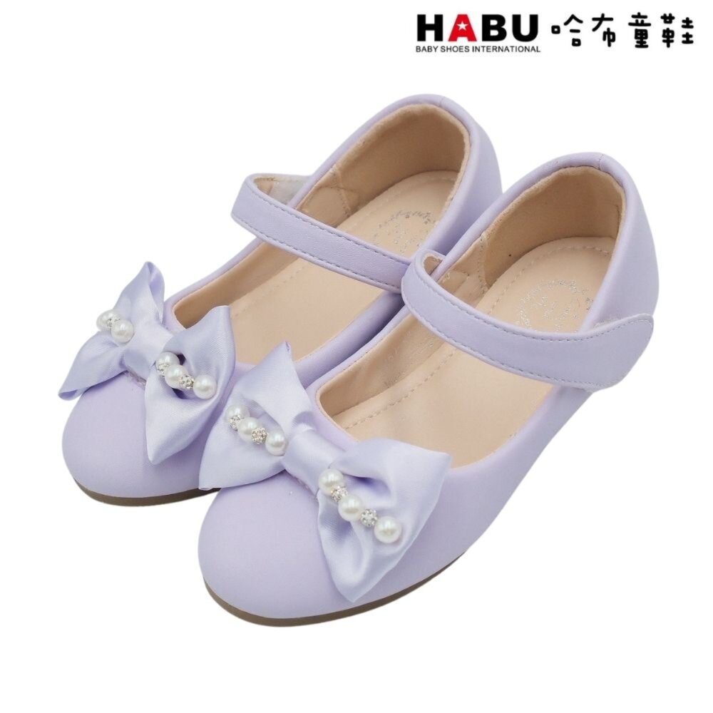 2287-PR-HABU 哈布童鞋 氣質珍珠 蝴蝶結 娃娃鞋 公主鞋 包鞋 典雅 紫 2287-PR