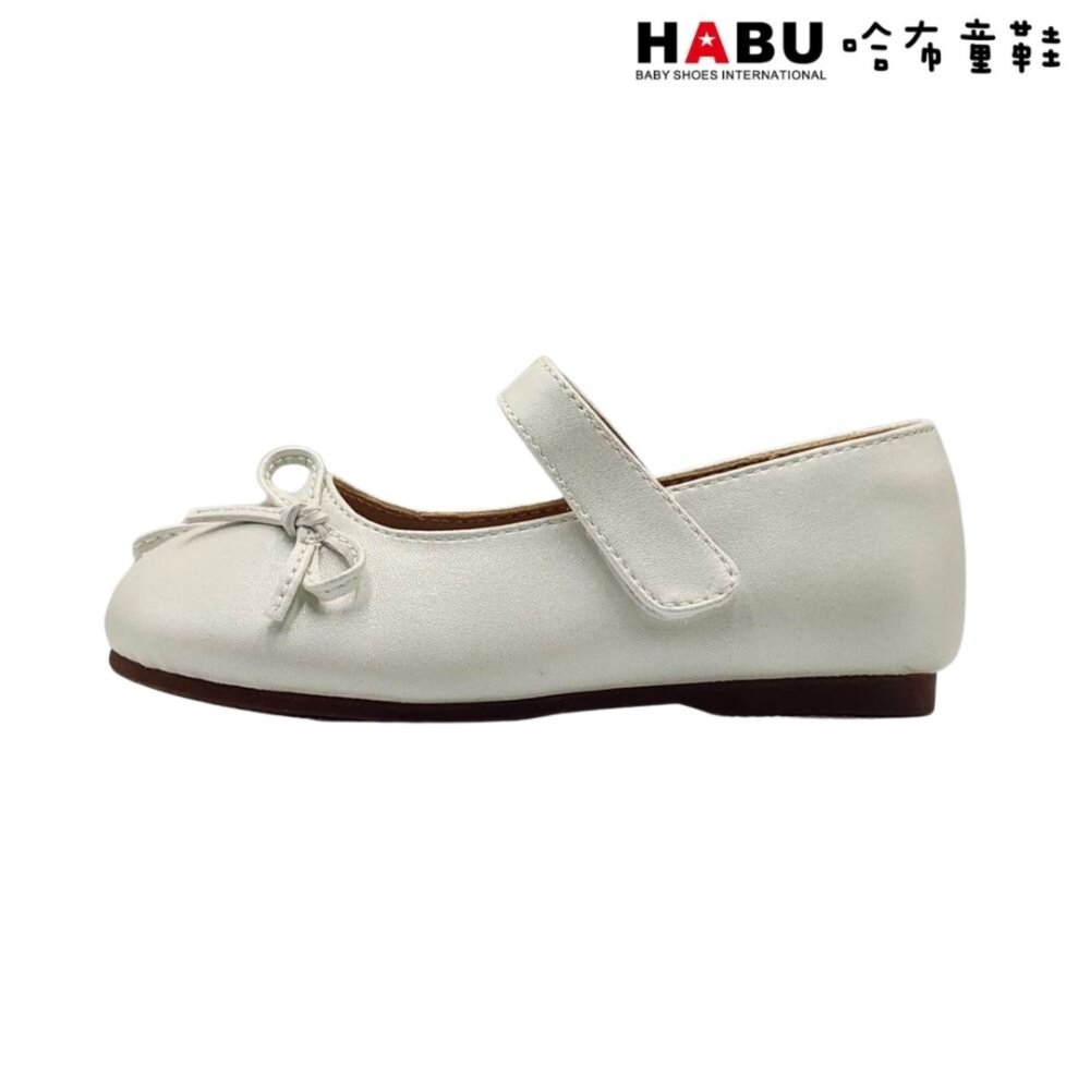 HABU 哈布童鞋 氣質蝴蝶結 童鞋 娃娃鞋 公主鞋 包鞋 珍珠白 2292-WH-圖片-1