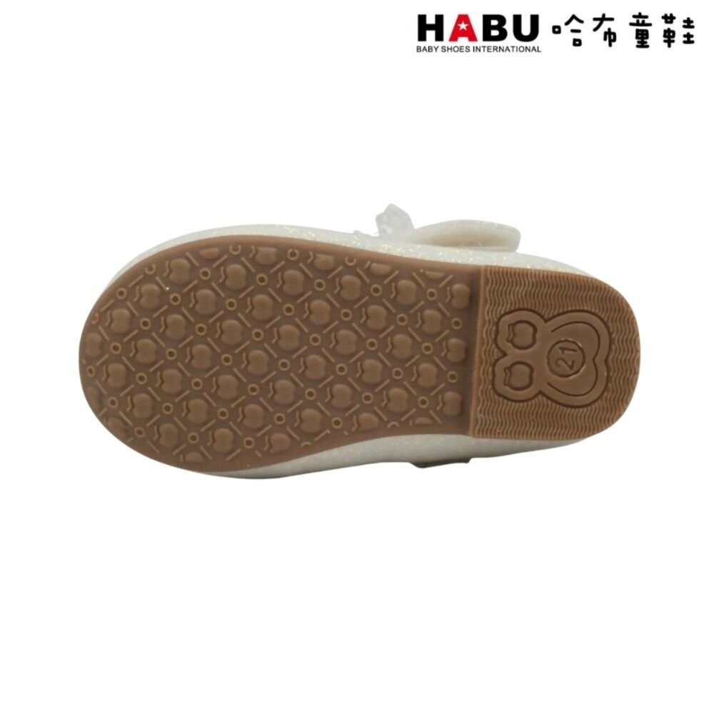 HABU 哈布童鞋 閃閃花朵 百搭 花童 娃娃鞋 公主鞋 包鞋 白 2296-WH-圖片-4