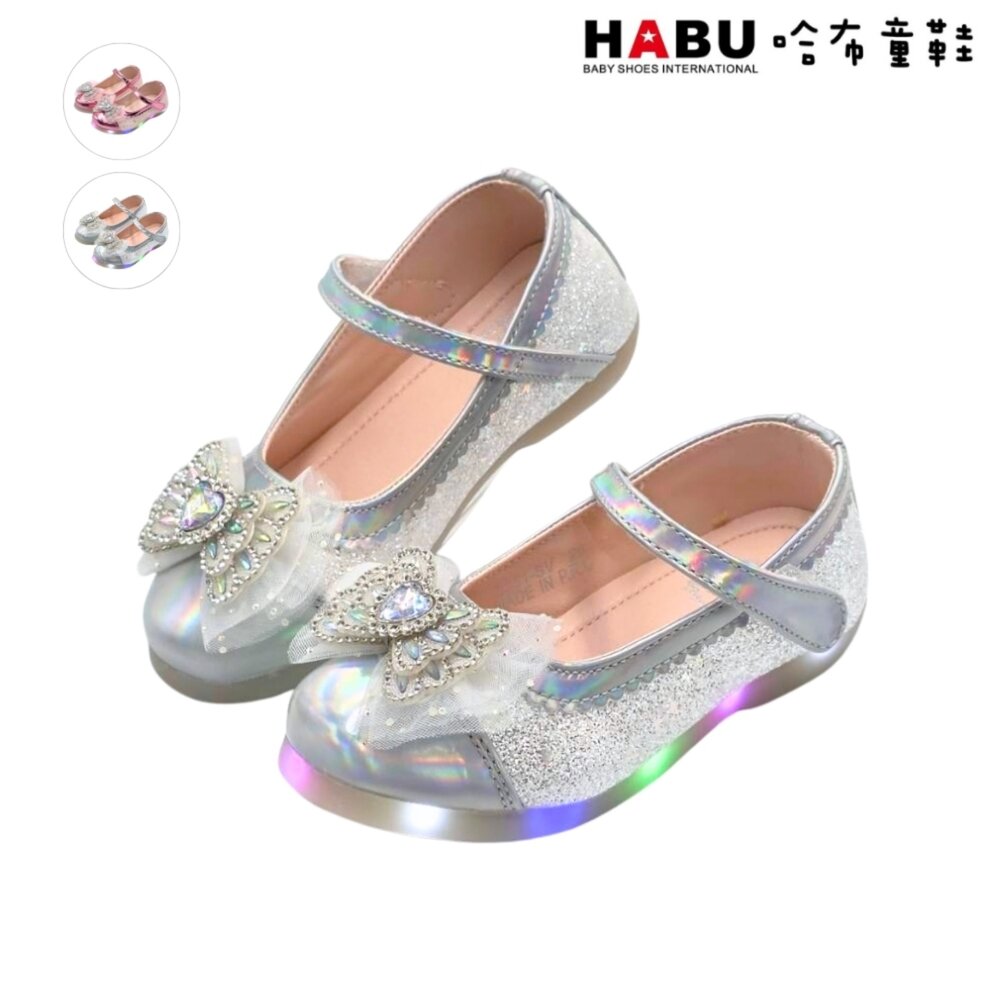 2351-SV-HABU哈布童鞋 公主燈鞋 公主鞋 娃娃鞋 燈鞋 水晶燈鞋 LED燈鞋-月下仙境 2351-SV｜哈布童鞋