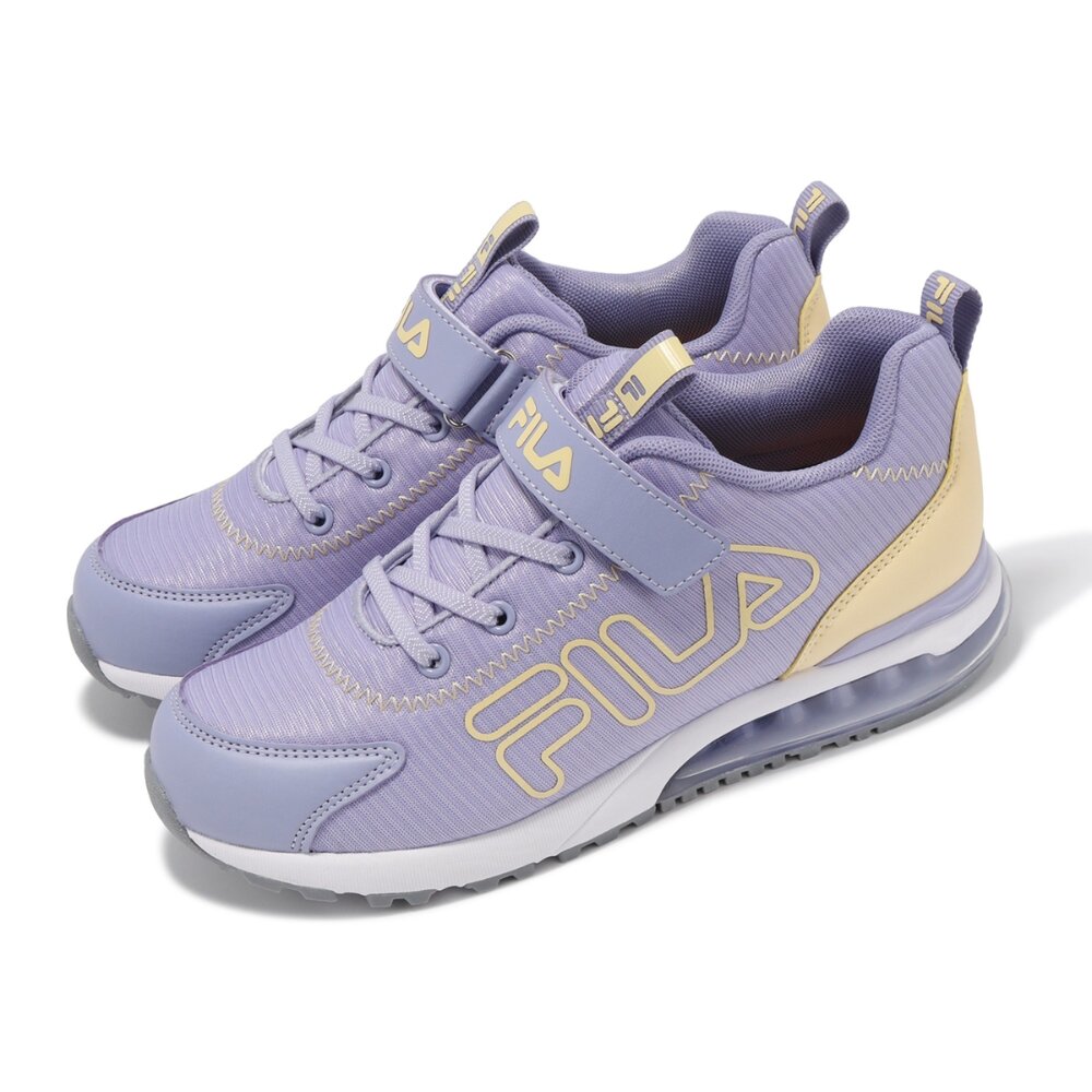 3-J401Y-919-FILA KIDS 斐樂 氣墊 魔鬼氈 運動鞋 休閒鞋 大童 紫 3-J401Y-919