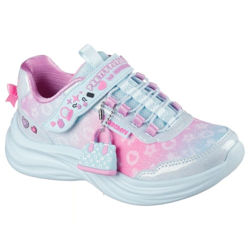 302199LAQMT-SKECHERS 女童系列 Power Jams 小包包掛飾 運動鞋 休閒鞋 中童 藍 302199LAQMT