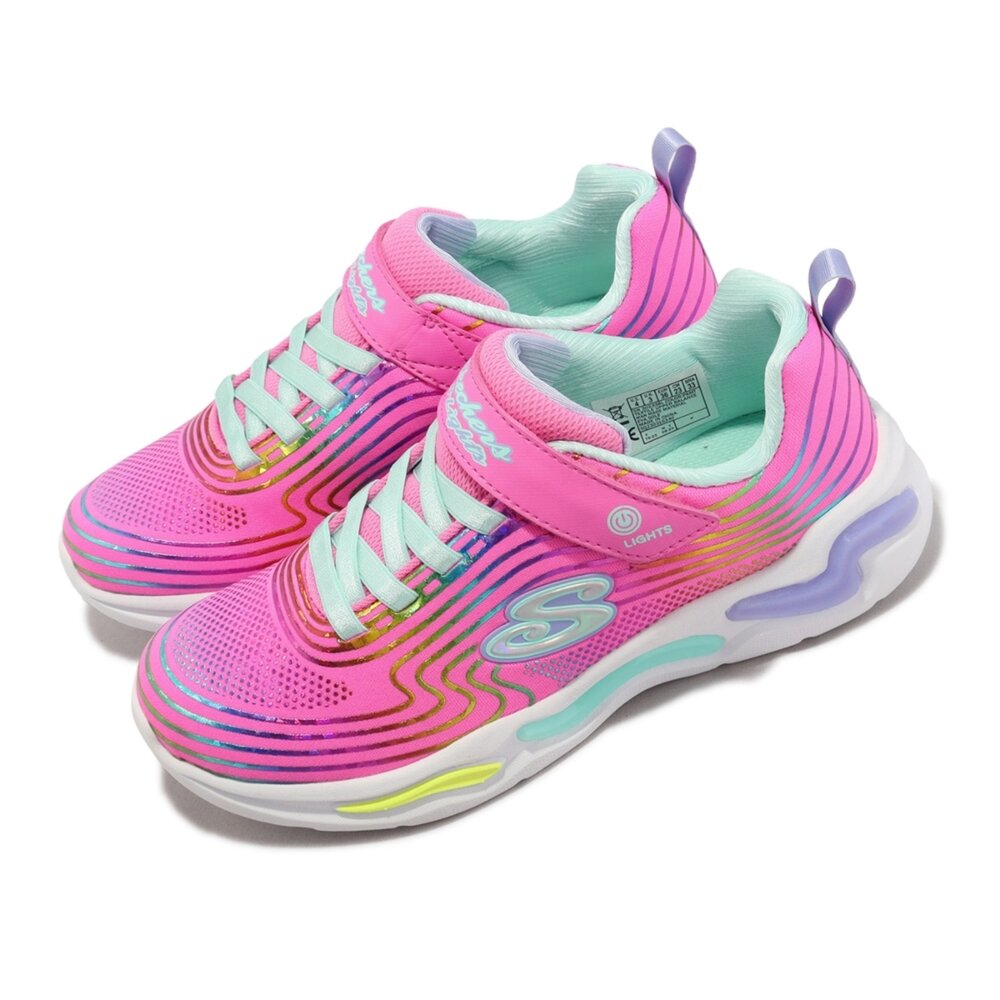 302338LPKMT-SKECHERS 童鞋 S Lights-Wavy Beams 女童系列 燈鞋 休閒鞋 粉 302338LPKMT