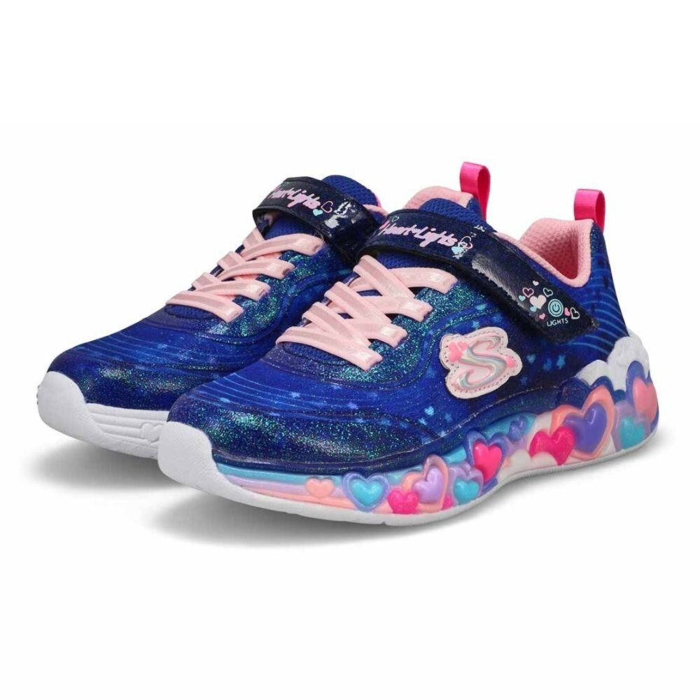 SKECHERS 女童系列 S-Lights-Eternal Heart 燈鞋 運動鞋 中童 永恆之心 星光藍 3026-圖片-1