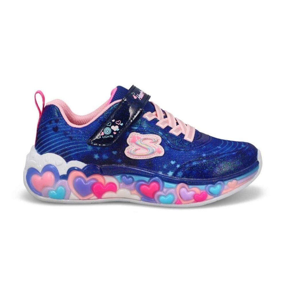 SKECHERS 女童系列 S-Lights-Eternal Heart 燈鞋 運動鞋 中童 永恆之心 星光藍 3026-圖片-2