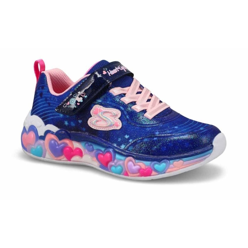 SKECHERS 女童系列 S-Lights-Eternal Heart 燈鞋 運動鞋 中童 永恆之心 星光藍 3026-圖片-3