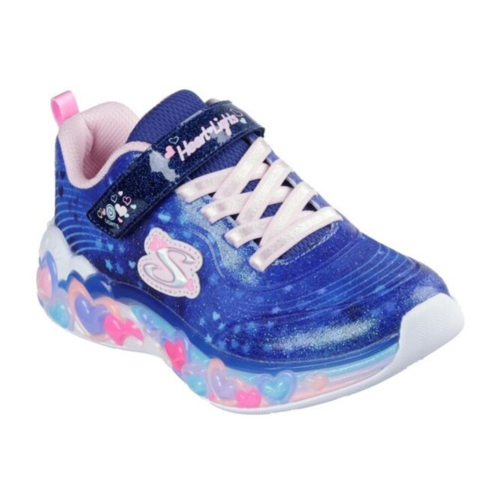 302696LNVMT-SKECHERS 女童系列 S-Lights-Eternal Heart 燈鞋 運動鞋 中童 永恆之心 星光藍 3026