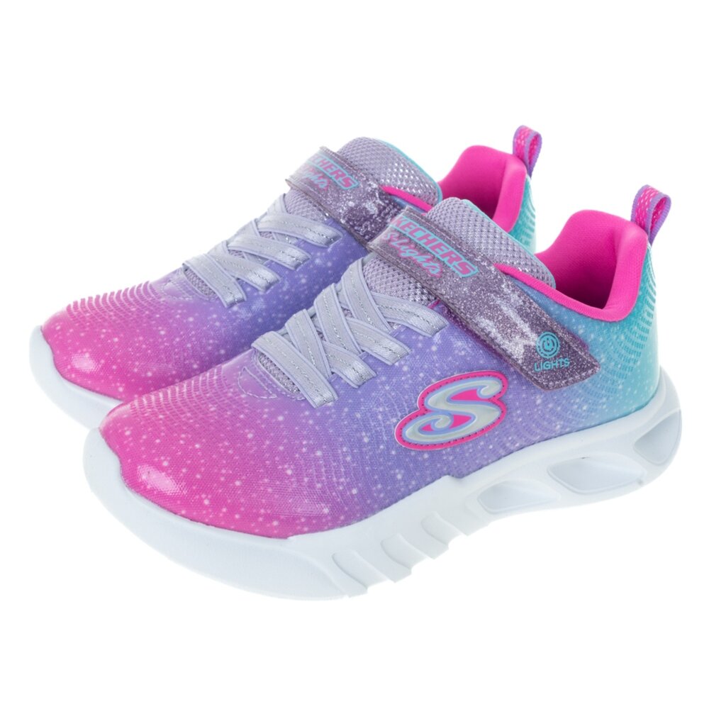 303703LPKMT-SKECHERS 童鞋 FLICKER FLASH 女童系列 燈鞋 休閒鞋 粉 紫 303703LPKMT