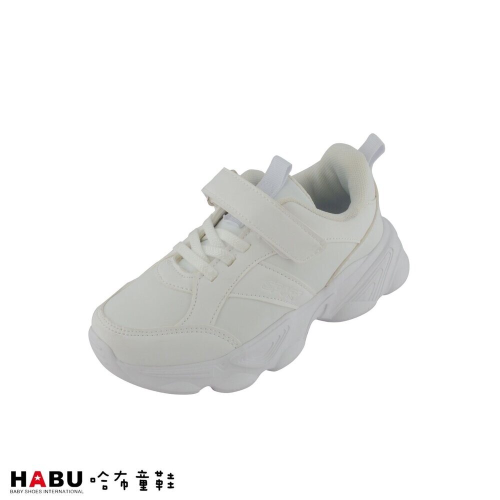 3110-WH-HABU哈布童鞋 學生必備 全白輕量化 運動鞋 3110-WH