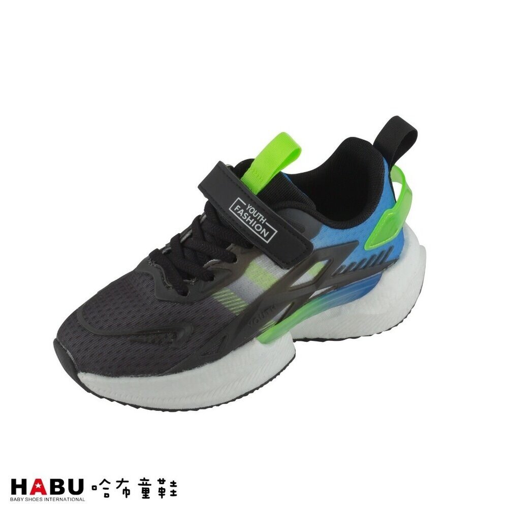3113-YL-HABU哈布童鞋 專業兒童 果凍設計感 運動鞋 3113-YL 黑黃色